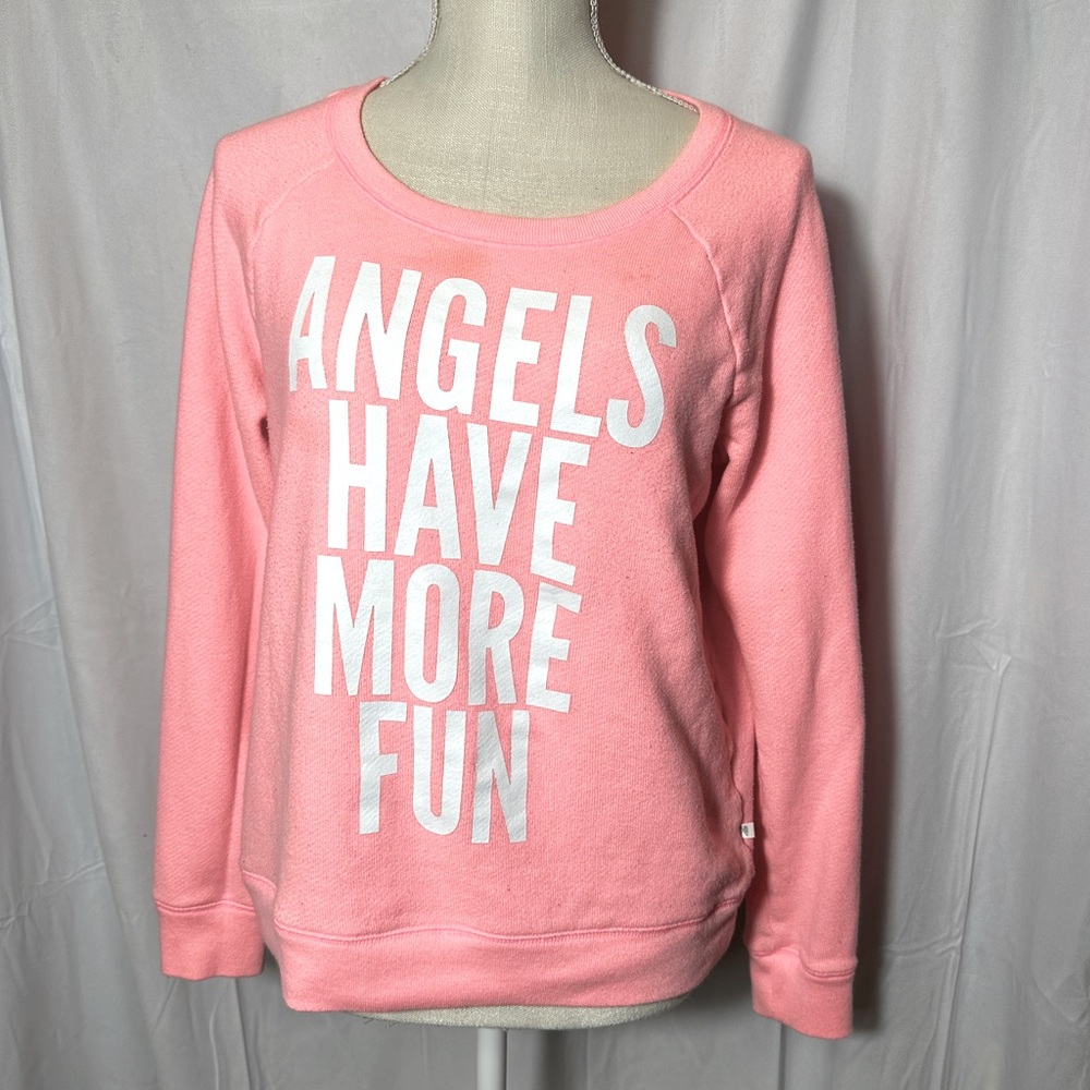 Victoria Secret Angels Have More Fun Sweatshirt Top Size Medium 8 10 - Picture 1 of 4